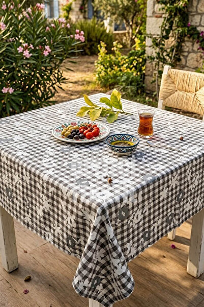 Çt Çeyizci Tekstil مفرش طاولة مطبوع رقميًا مقاس 170 × 170 سم مقاوم للبقع، مفر...