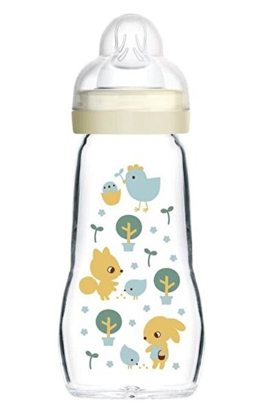 MAM Γυάλινο Μπιμπερό Feel Good 260ml - Θηλή Σιλικόνης 2+ Unisex (375SU)