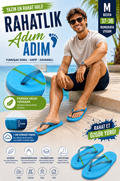 PEMBECİN Basic Parmak Arası Terlik Unisex Kadın Erkek Çocuk EVA Plaj Terliği Flip Flop Yazlık Deniz Havuz Günlük Kullanım Rahat Yumuşak Taban Acıtmaz Hafif Kaymaz Terlik