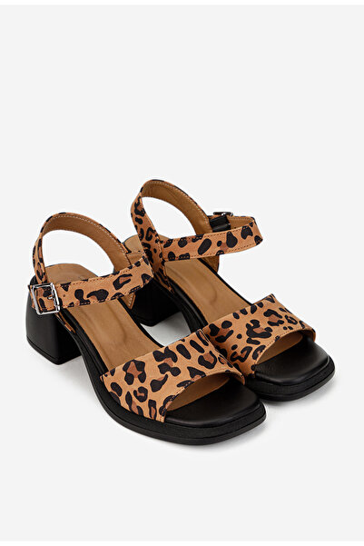 Dasha Sandale dama NUR din piele nabuc maro animal print