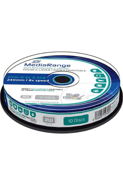 MediaRange Εγγράψιμο DVD+R 8x Διπλής Στρώσης 8.5GB Κουτί  "Cake " 10 τεμάχια ...