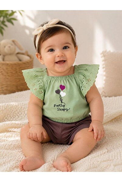 Oz Baby Baby Girl Cotton Summer Ruffle Sleeve Shorts Set – 6-24 Months