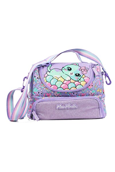 Miss Mirella Girl's Cat Printed (Lilac) School Lunch Bag - 26034