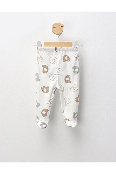 MiniKids Pantaloni cu botosei Ace Trase, Elefantel, alb