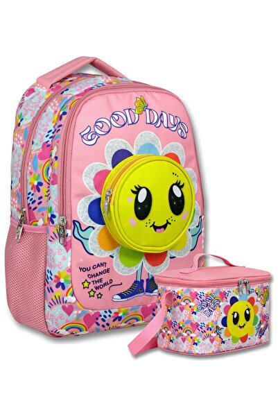 ÜMİT ÇANTA Girl's Blooming Emoji Printed School Bag + Lunch Box Set - Setumt6...