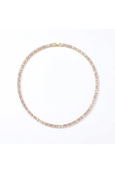 h&b design jewel قلادة من الفولاذ الذهبي باللون الوردي الفاتح والأبيض على شكل...