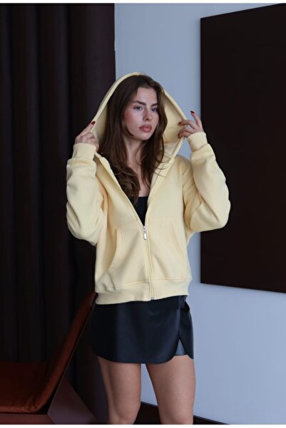 Reçel kapşonlu hoodie hırka