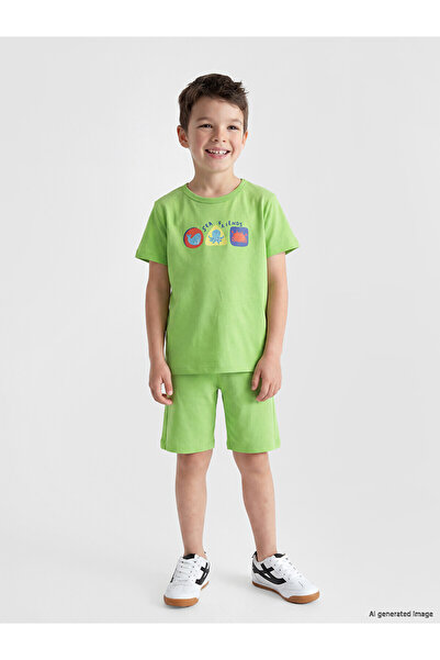 LC Waikiki Özmarka New Season Printed Boys' Shorts Pajama Set