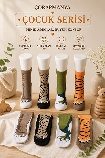 çorapmanya Erkek Çocuk Çok Renkli Soket Çorap 4 Çift