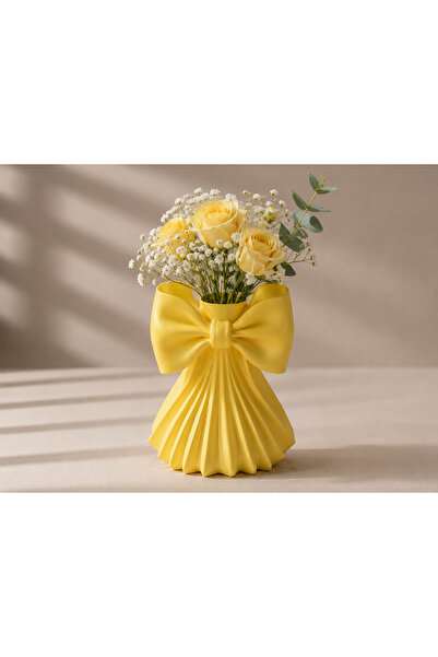 farist Decorative Vase with Bow Design |   Modern Flower Vase |   15X12X18 cm