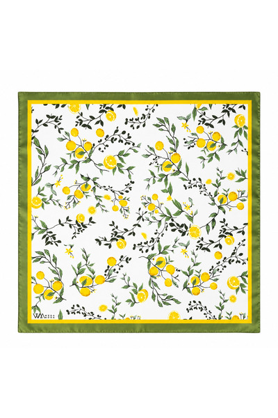 Wega Moda Lemon Patterned Satin Scarf 55X55 cm Square Scarf Bandana – Hair, N...