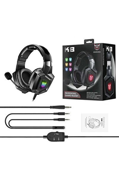 Onikuma K8 RGB Gaming Headset – Dynamic Lighting with Microphone & Volume Adj...