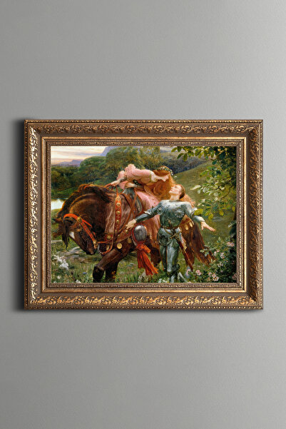 epiqart Knight and Woman – Vintage Patterned Painting – Thick Model