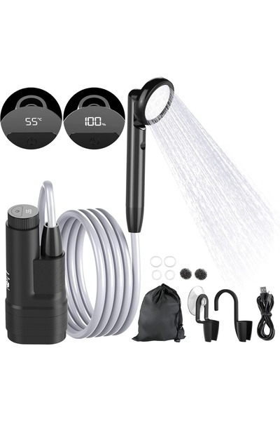 EasyLife Portable Electric Shower Pump Kit with Digital Display, Rechargeable...