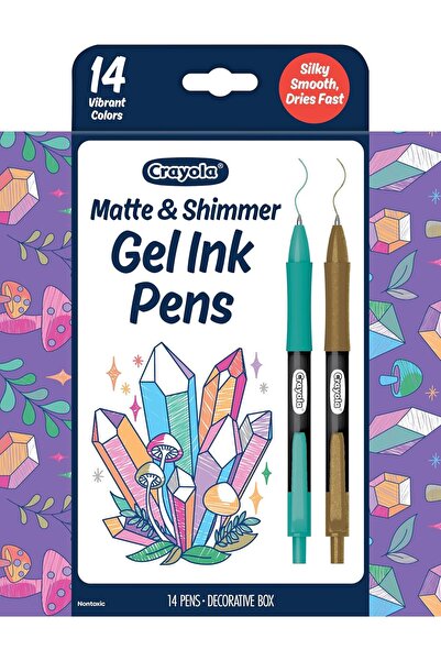 Crayola Gel Ink Pen Marker Set: 14 Matte & Glitter Gel Pens for Kids 4+