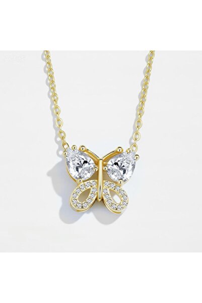 SaraQabi 18K Gold Plated Zircon Butterfly Necklace