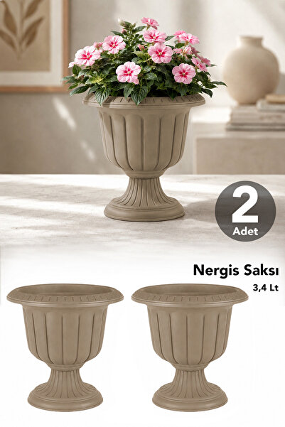 Meleni Home 2'li Ayaklı Çiçek Saksısı - Deliksiz Salon Balkon Dekorasyon Bitk...