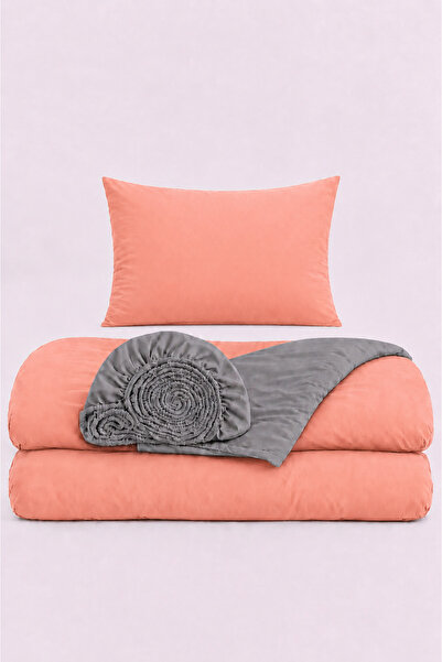 İQON Elastic Sheet Duvet Cover Set Single Size Otlt1 Smn-Grey