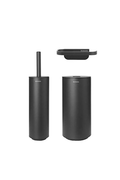 Brabantia Perie de toaletă cu suport și accesorii, Brabantia, negru
