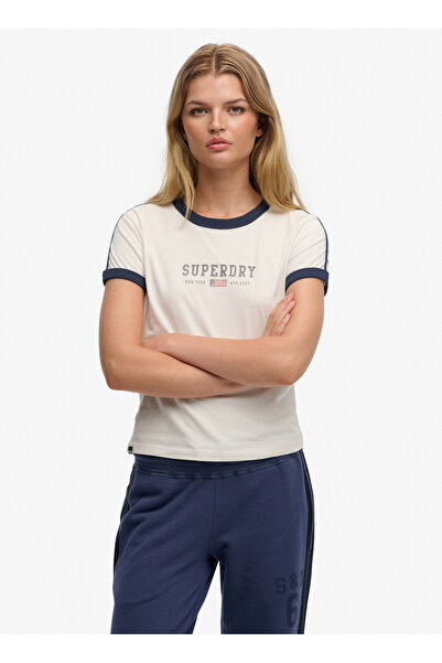 SUPERDRY Beyaz Kadın Logo Baskılı T-Shirt W1011879A