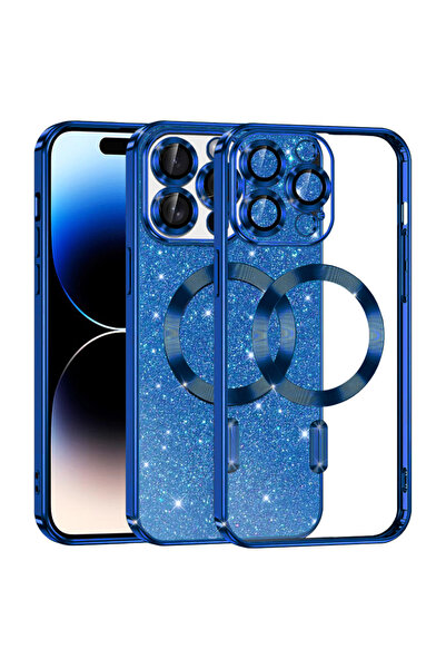 Techsuit Θήκη iPhone 14 Pro, Πολυτελής με Γκλίτερ, MagSafe, Αντικραδασμική, Μπλε