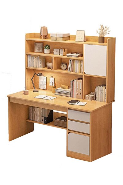 sharpdo Bedroom Home Desktop Integrated Computer Desk Desk Bookshelf, 2 Drawe...