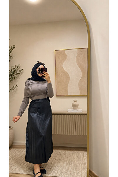 BNGL Boutique Μαύρη φούστα με πλισέ σχέδιο, μήκους μέχρι τον αστράγαλο, που δ...