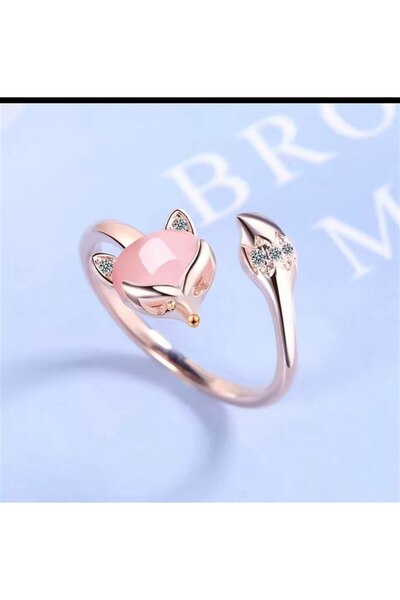 Shiklik Cute Cat Model Women's Steel Ring with Stone Detail