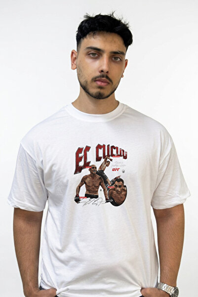Anetos El Cucuy Ufc Design Printed Oversize White T-Shirt