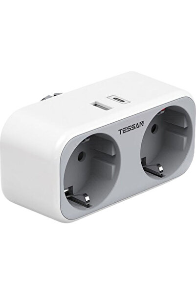 TESSAN Πολύπριζο 2 Υποδοχών με 1 USB-A και 1 USB-C χωρίς Καλώδιο Κωδικός: TS-...