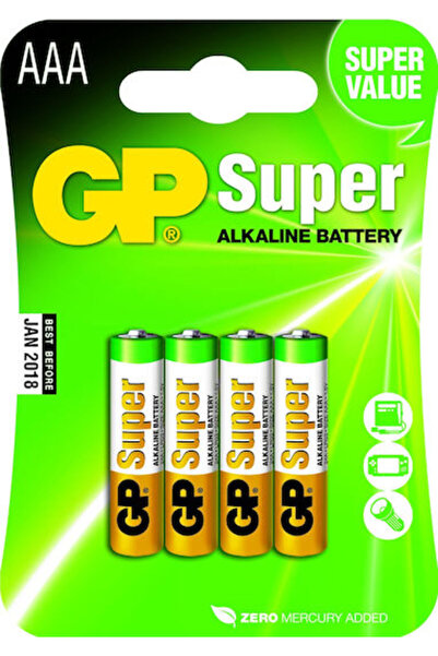GP Batteries Συσκευασία 4 τεμαχίων Αλκαλικές Μπαταρίες AAA Σούπερ 1.5V
