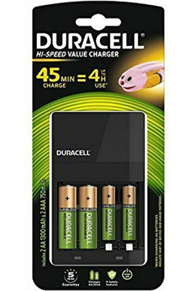 Duracell Φορτιστής CEF14 για 4 μπαταρίες Ni-MH μεγέθους AA/AAA, σετ με 2x AA ...