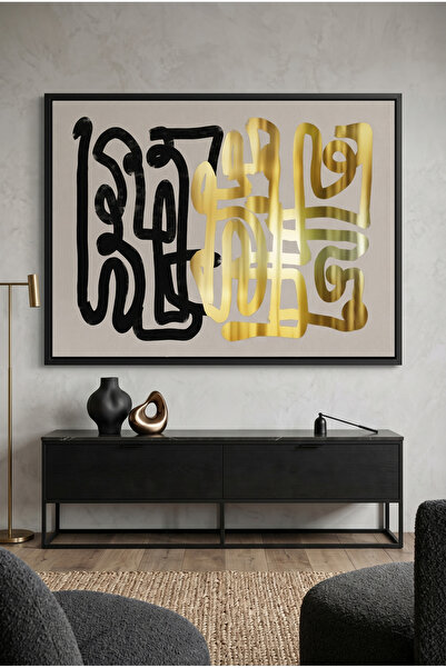 Jasmine Art Monochromatic Calligraphy Geometric Wall Art | Framed Canvas Prin...