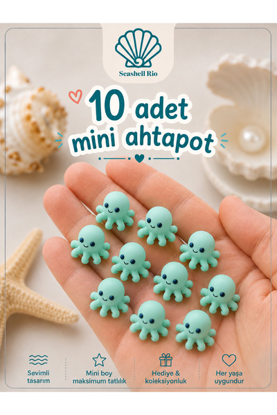Seashell Rio Mini Ahtapot Figürü | 10 Adet | 3D Baskı | DIY Epoksi Sabun Mum ...