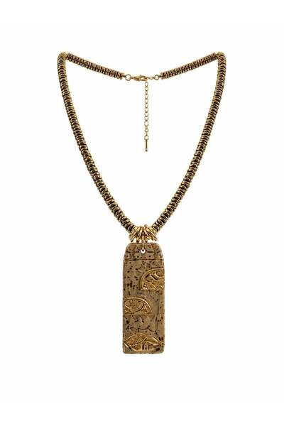 Sense of Atelier Nysera Hematite Stone Antique Medallion Necklace