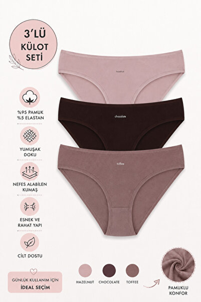 ANDİORA Women's 3-Piece Cotton Bikini Panties Set |   Soft Textured Basic Und...
