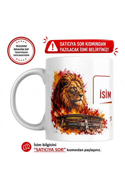 Genel Markalar Kişiye Özel Kupa Bardak | Aslan Figürlü İsim Baskılı Hediye