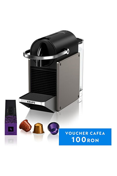 Krups Cafetiera Capsule Nespresso Pixie Titan, 1260W, 19 Bar, 0.7L, Iconic De...