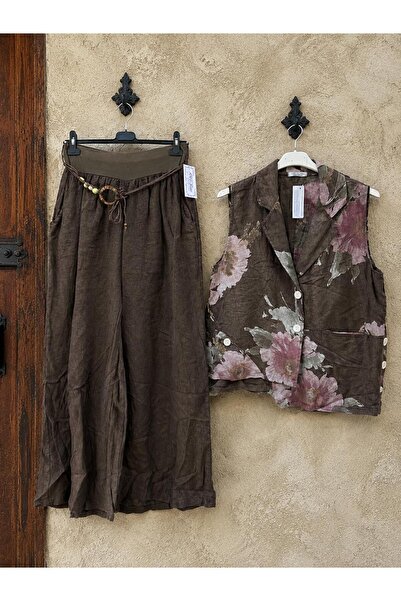 MENSAR OTANTİK 100% linen vest and trousers set, standard size 38/46, fits up...