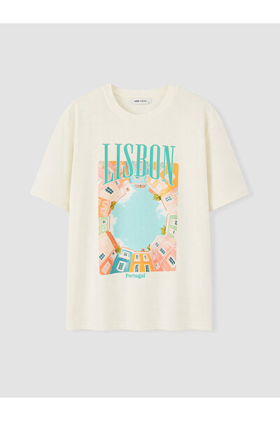 LC Waikiki Peak New Season Lisbon Printed 100% Cotton Women's T-Shirt