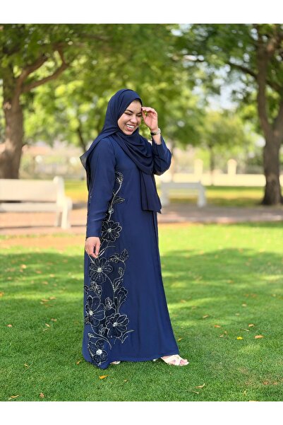 Passion by rahi Navy blue hand embroidery Abaya&Hijab
