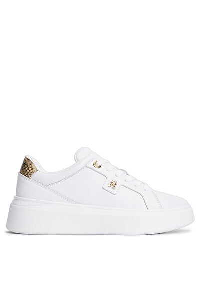 Tommy Hilfiger Γυναικεία Δερμάτινα Sneakers Λευκά FW0FW09456-YBS
