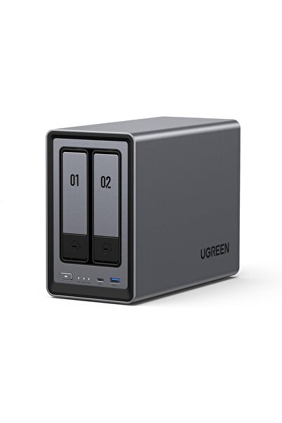 Ugreen DXP2800 NAS cu 2 compartimente Intel N100 8GB DDR5 4K HDMI Gri (Fără d...