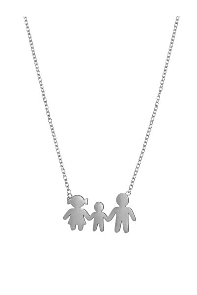AngelsAccessories Ατσάλινο Κολιέ Οικογένεια Μαμά-Μπαμπά-Γιο