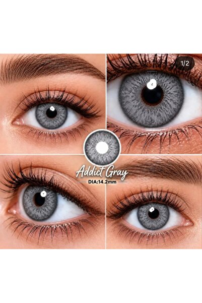 Elvoria Addict gray hareli göz lensi yıllık kullanım