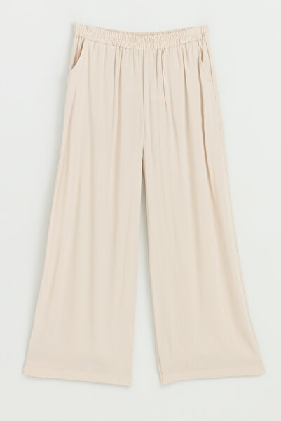 Nihan Plus Size Modal Trousers Tunic Set - Beige