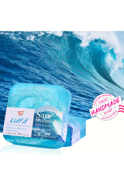 AnnesPods Set x 5 Sapunuri LUFA cu sare oceanica, facut manual, 100gr.