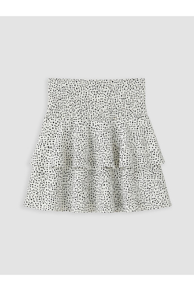 LC Waikiki Peak New Season Polka Dot Layered Shorts Skirt with Elastic Waist