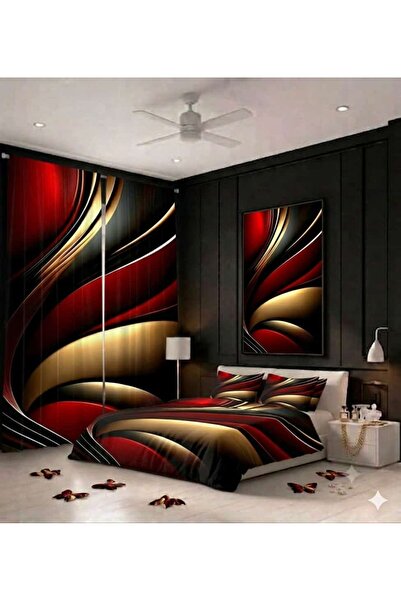 Elmas Dizayn 240*280 cm Double Wing 2 Pieces Background Curtain and 240*260 c...