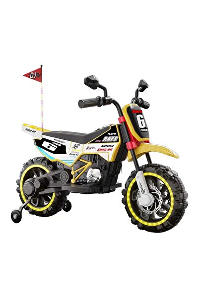 Skid Fusion Rechargeable Ride On Motorcycle, 12V, Yellow, BPD8